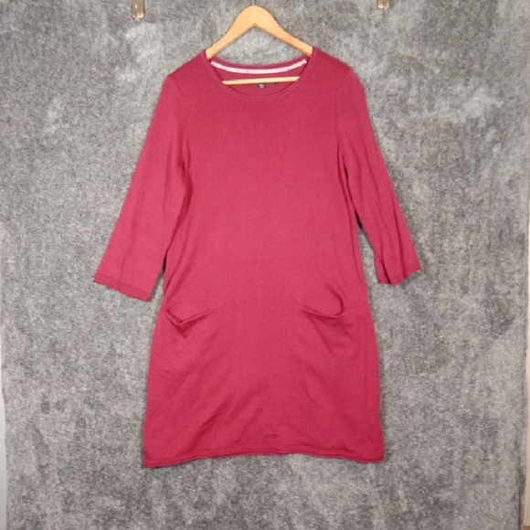 Gudrun Sjödén Oversized Knit Organic Burgundy Long Sleeve Mini Dress Size Medium - Picture 1 of 9